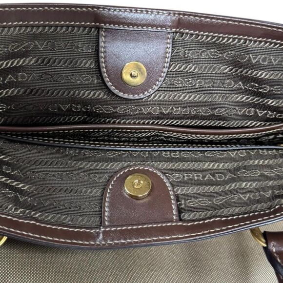 Prada Logo Jacquard Tote Bag Canvas 1bg159 Beige Ladies Prada Used Prada - Picture 9 of 10